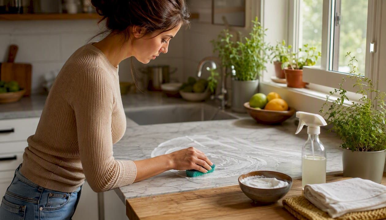 Removing stains from stone