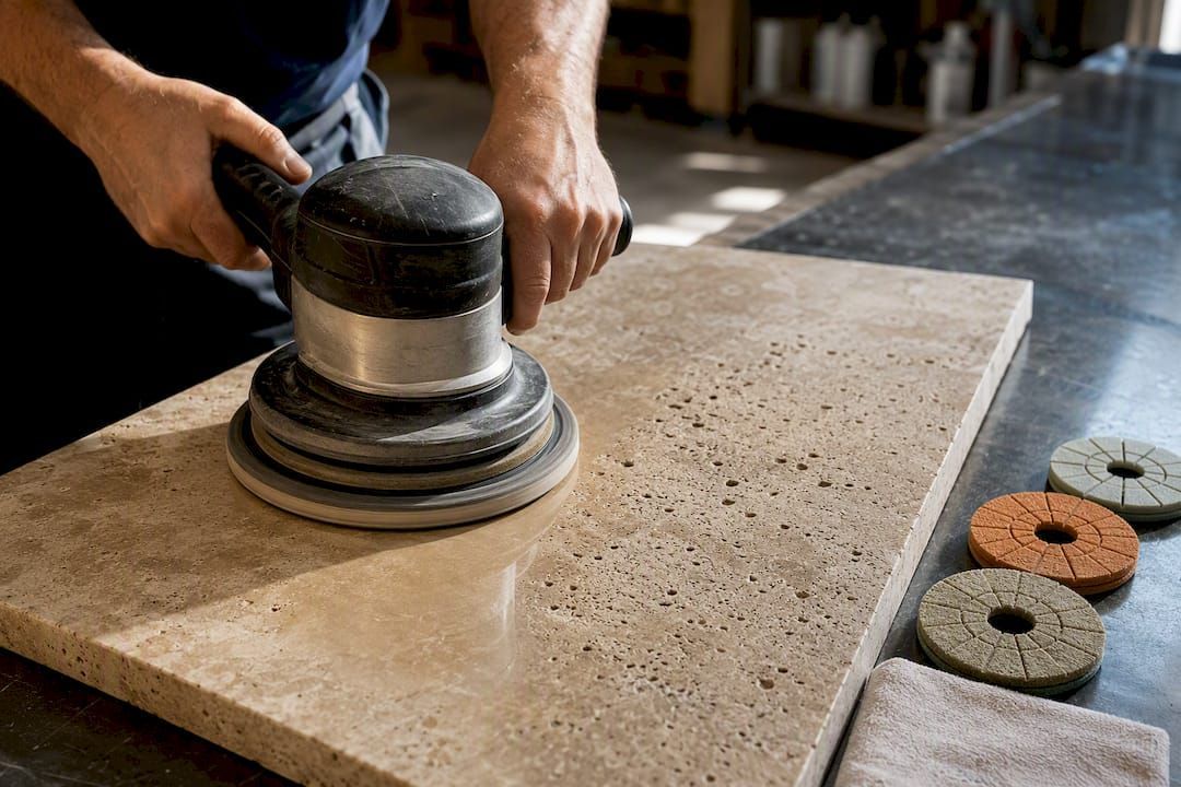 Repairing travertine tile
