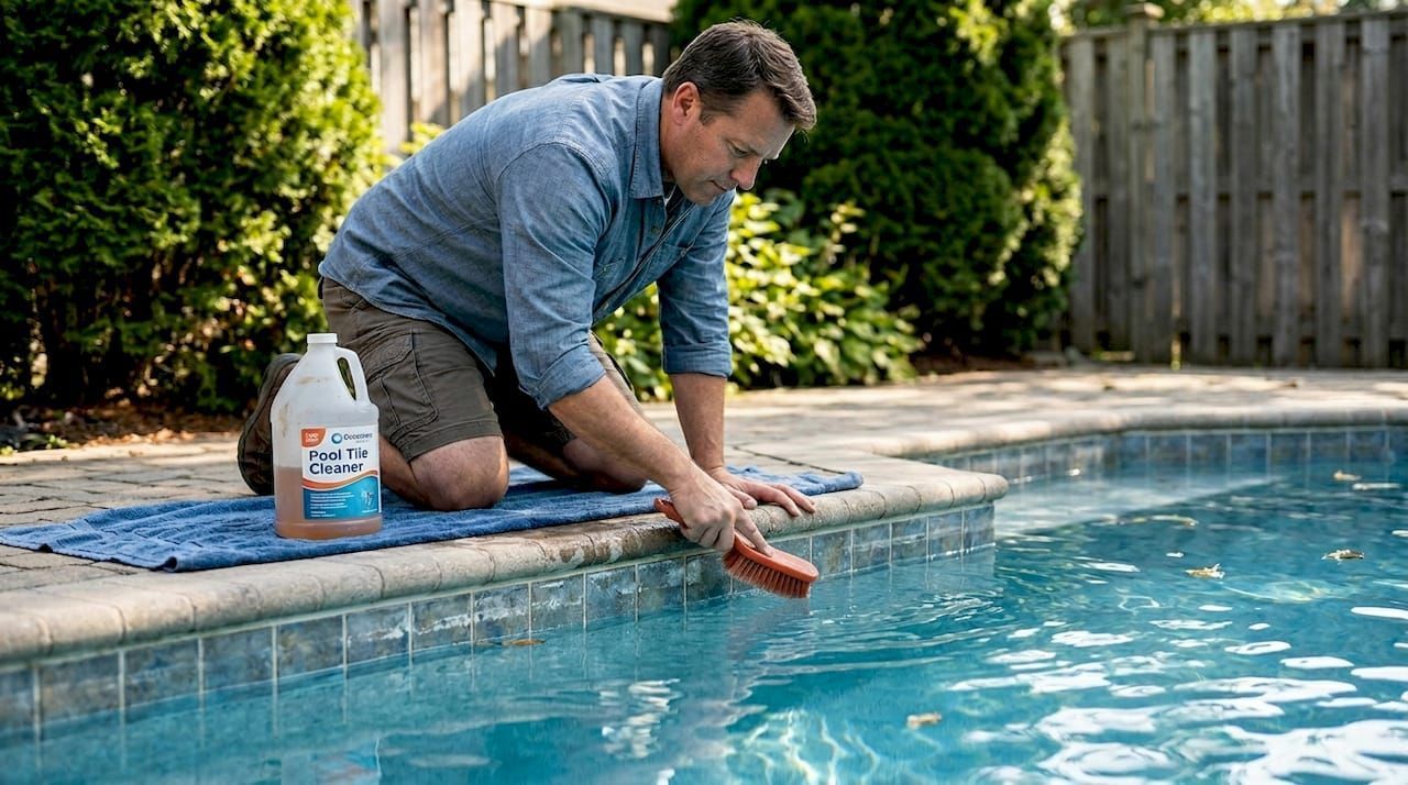 Residue-free pool tile cleaning technique