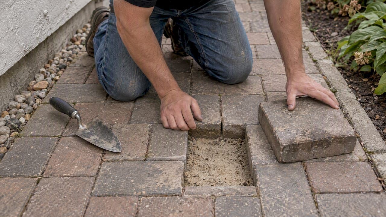 Restoring stained concrete pavers