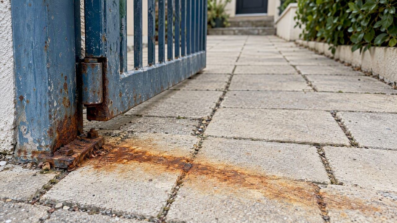 Rust stains on outdoor pavers