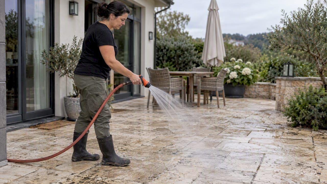 Sealing outdoor travertine pavers