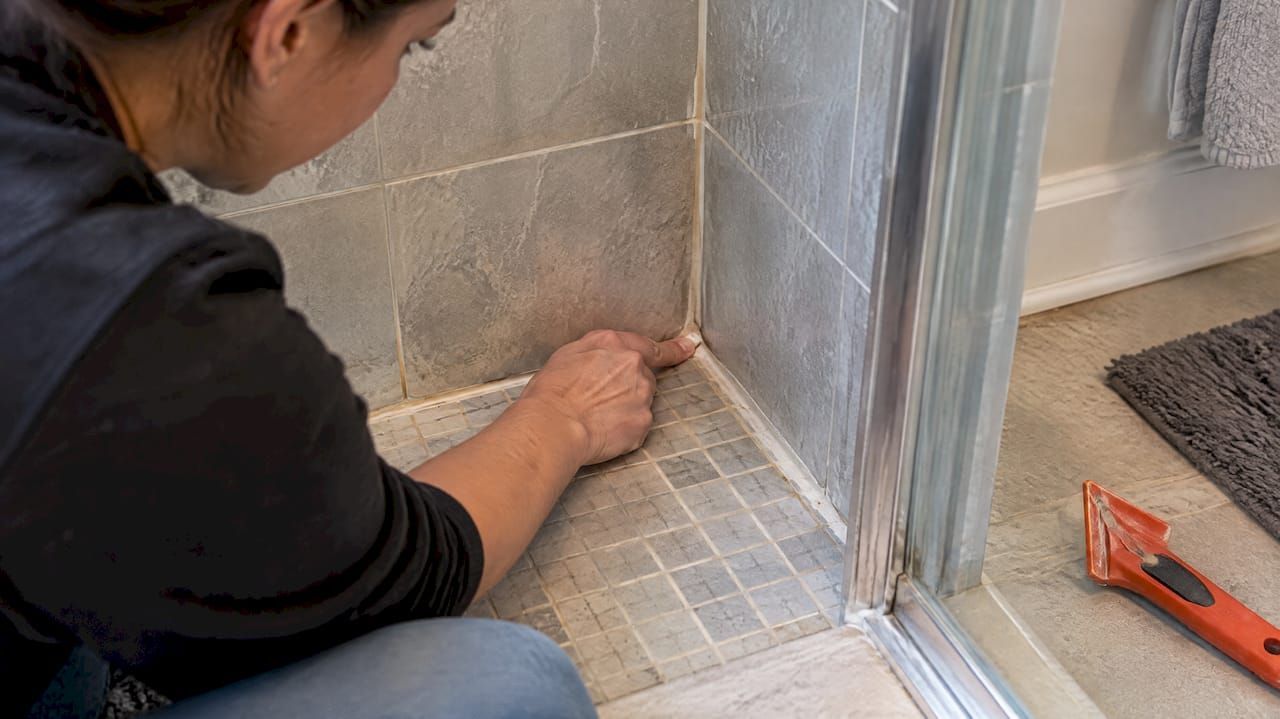 Shower corner caulk and grout