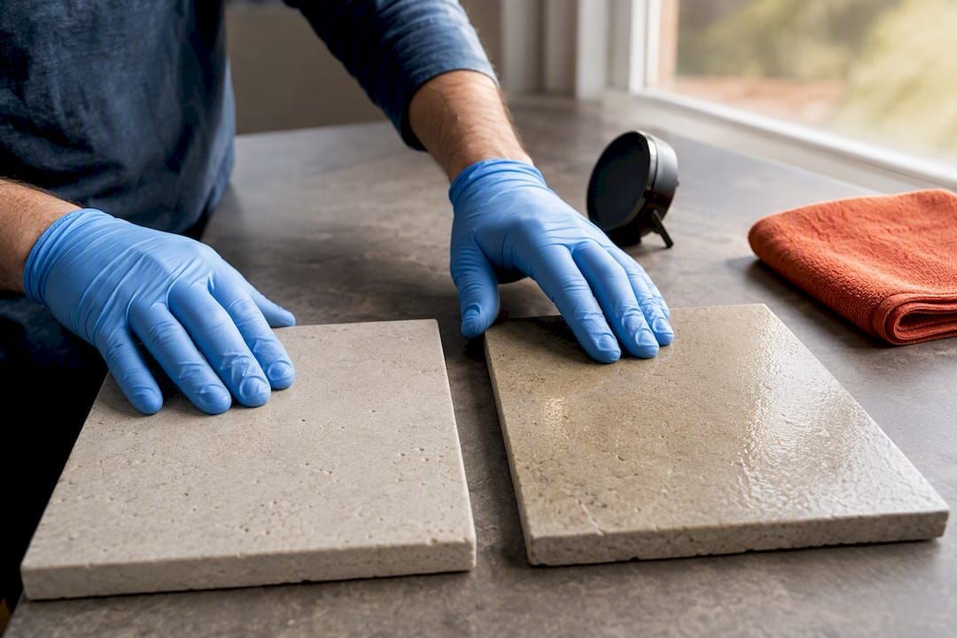 Stone sealer coverage test