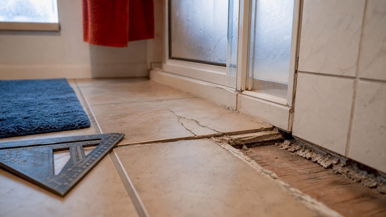 Tile grout deterioration before repair