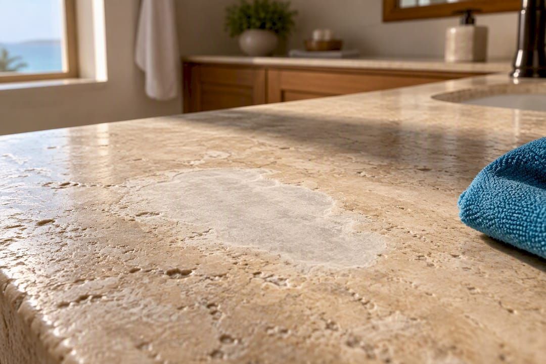 Vinegar etched travertine