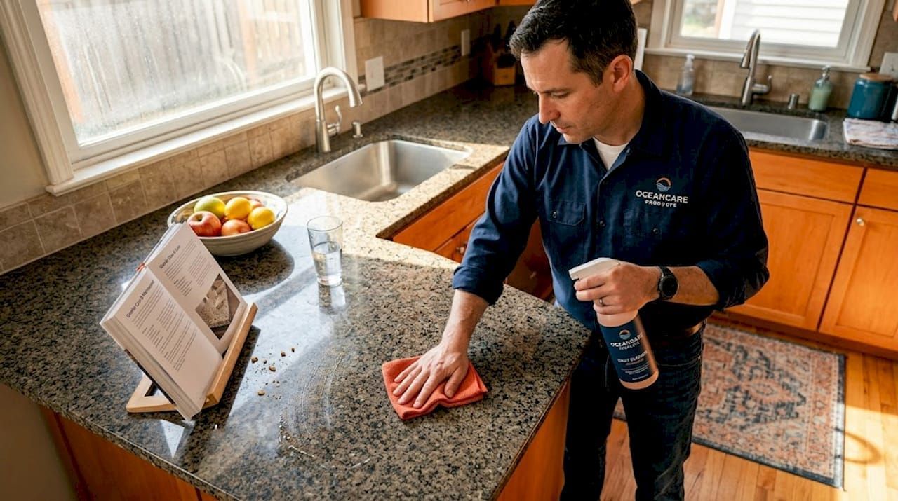 natural cleaner on tile surface