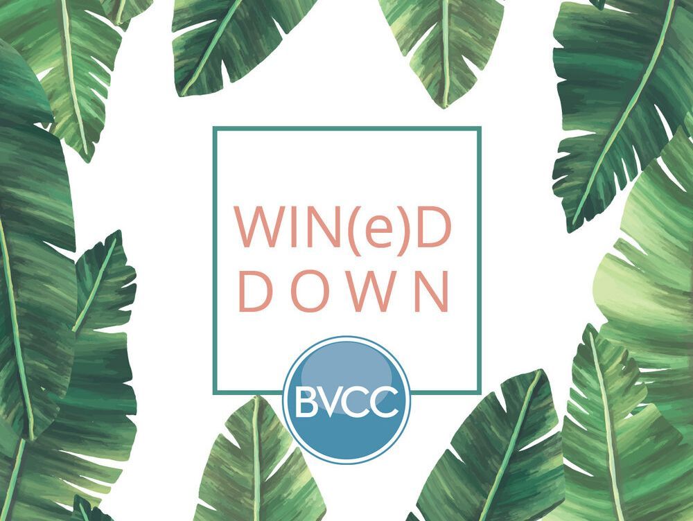 A poster with banana leaves and the words win ( e ) d down