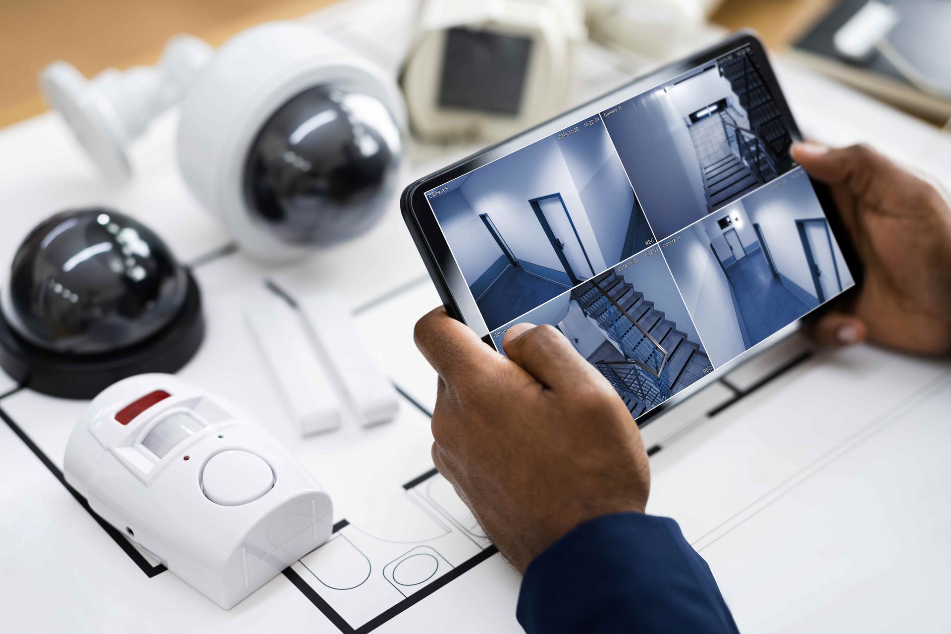 Home security system equipment including surveillance cameras