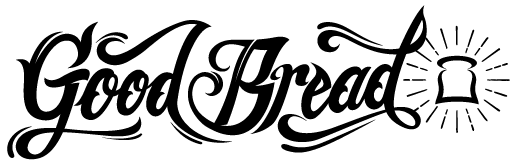 A black and white logo for a company called good bread.