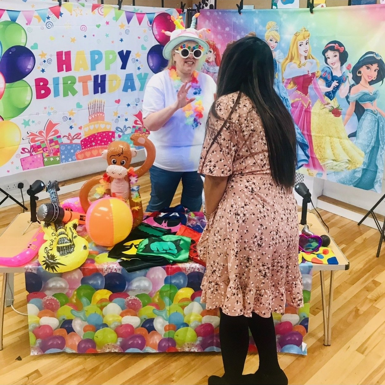 birthday display with inflatable props from Tracy's Party Fun