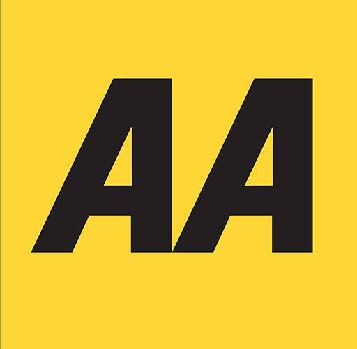 Black “AA” letters on a bright yellow background