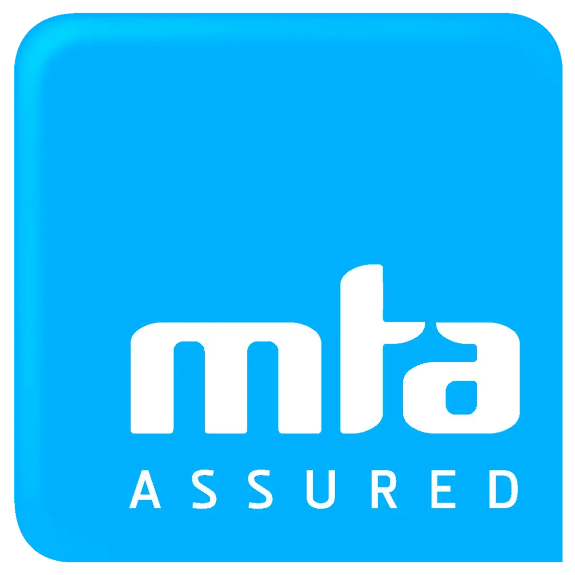 MTA Assured logo in white on a blue square background