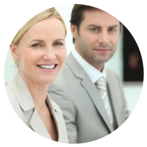 A man and a woman are smiling for the camera
