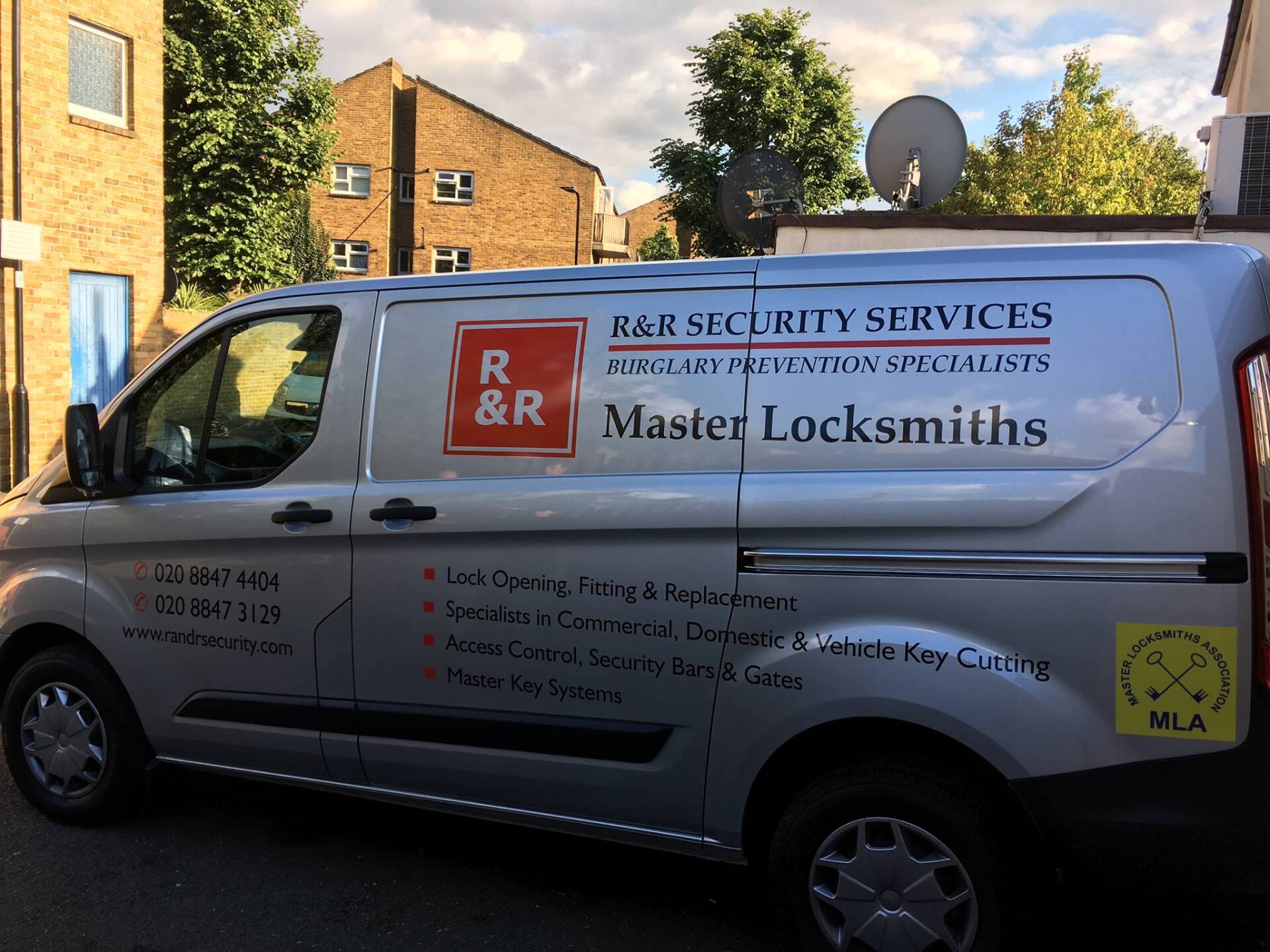 R&R Security Locksmiths branded van parked in Ealing, London