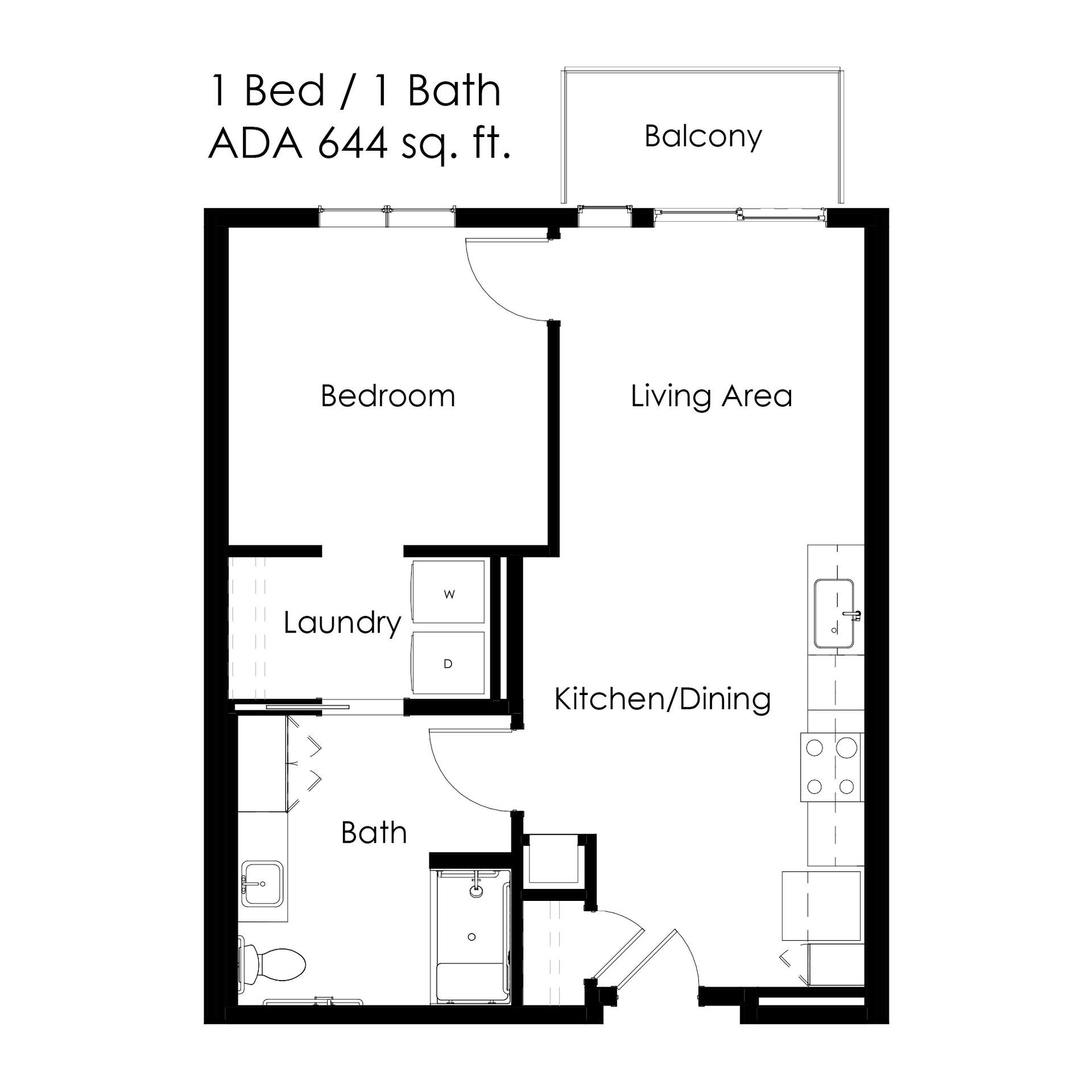 The Earl 1 Bed 1 Bath ADA Bismarck Apartment