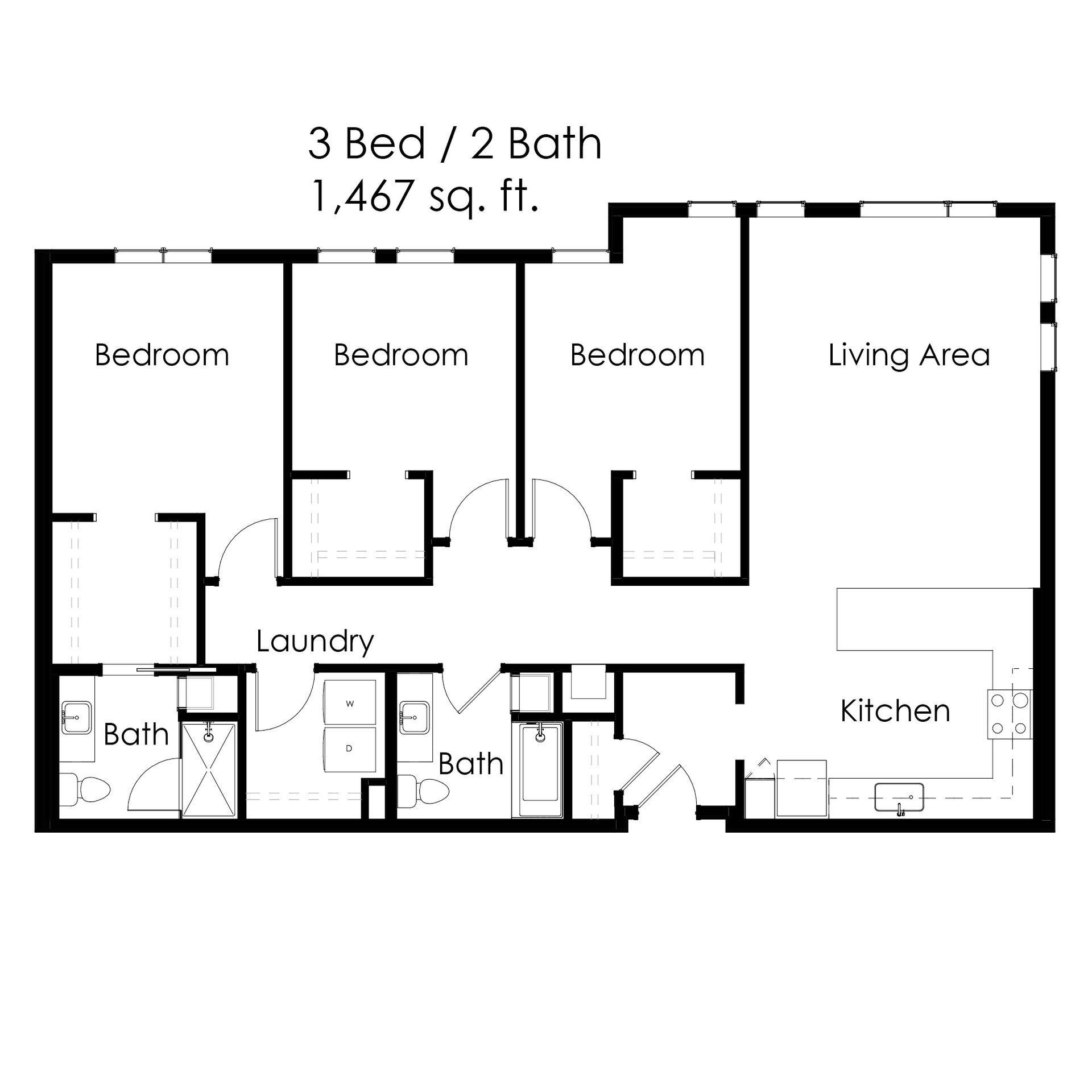 The Earl 3 Bed 2 Bath Bismarck Apartment
