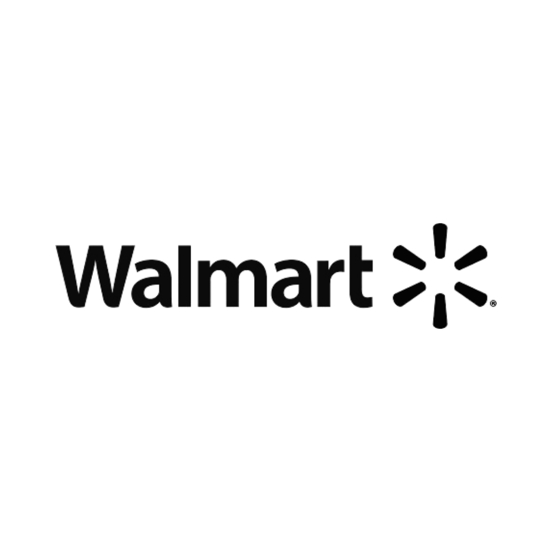 Logotipo do Walmart em texto preto com símbolo de faísca amarela sobre fundo branco