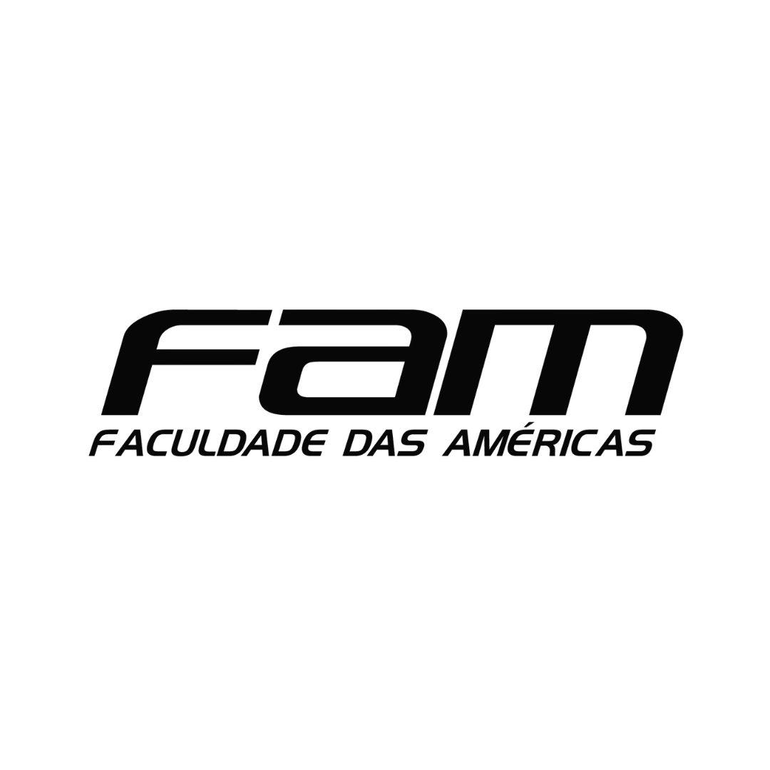 Logo preto da FAM Faculdade das Américas em fundo branco