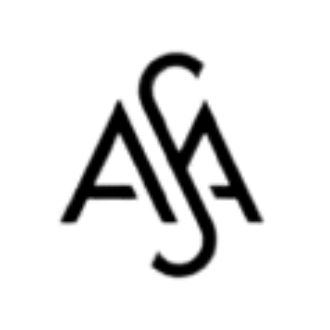 Logotipo estilizado preto com as letras A e S entrelaçadas sobre fundo branco.