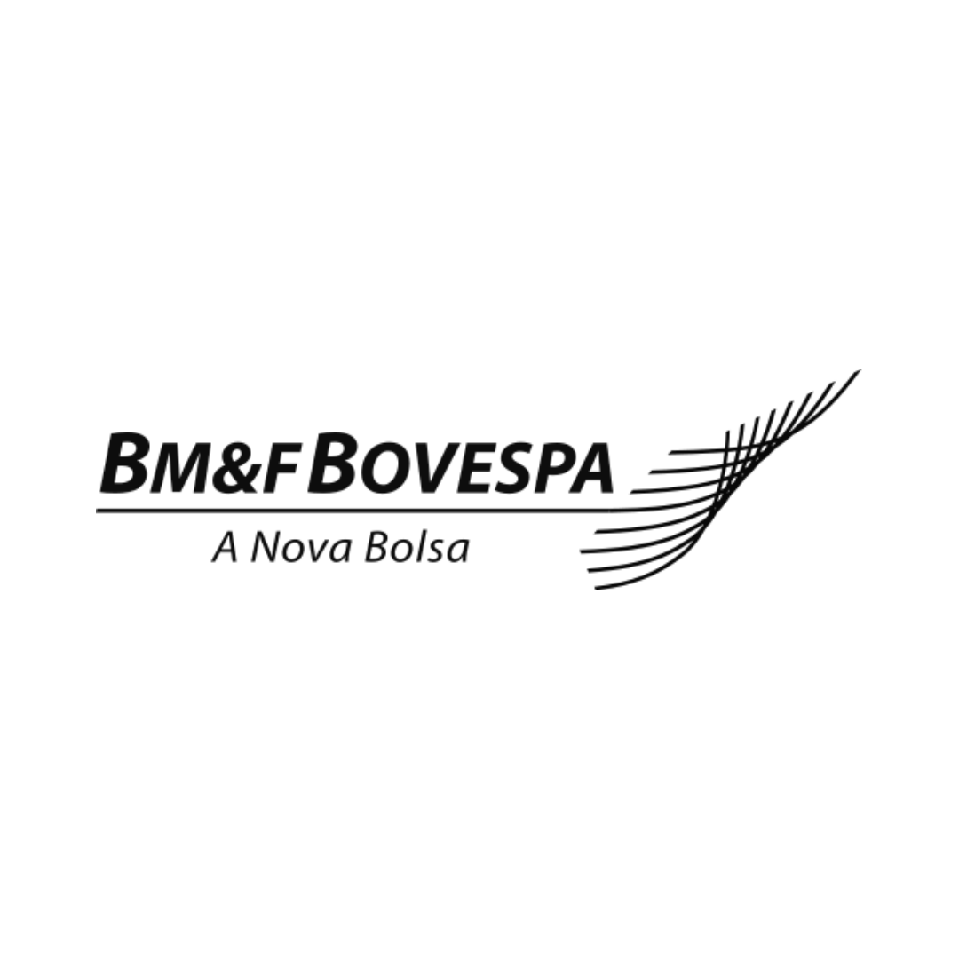 Logotipo da BM&F BOVESPA com o slogan “A Nova Bolsa” e gráfico de linha curva sobre fundo branco.