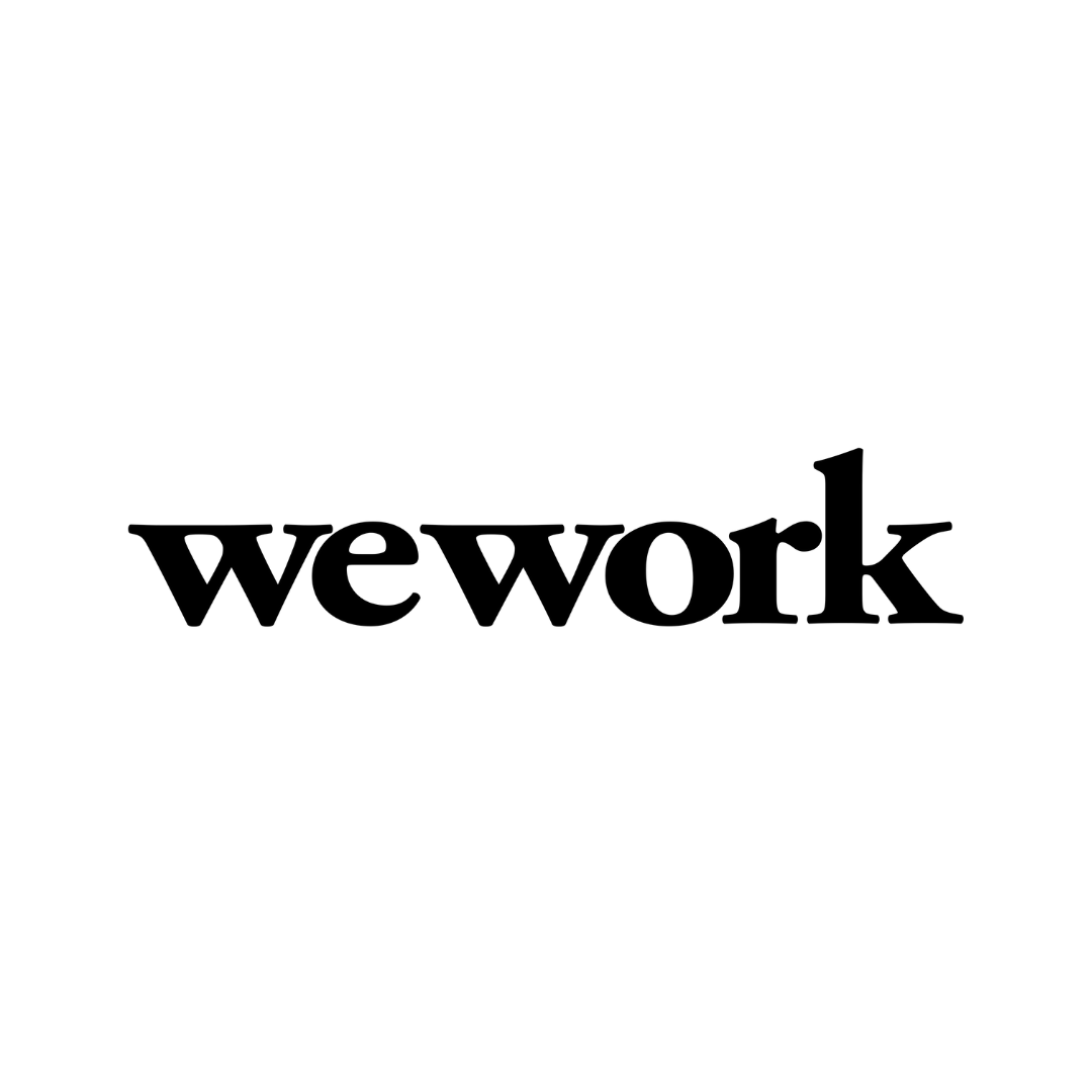 Logotipo da WeWork em texto preto sobre fundo branco