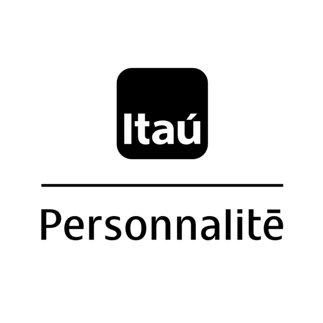 Logotipo da Itaú Personnalité em preto e branco com uma linha horizontal acima da marca denominativa.
