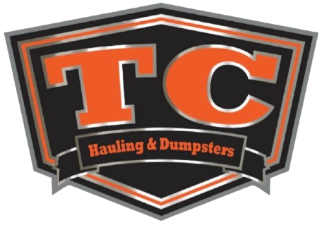 A black and orange logo for TC Hauling and Dumpsters LLC