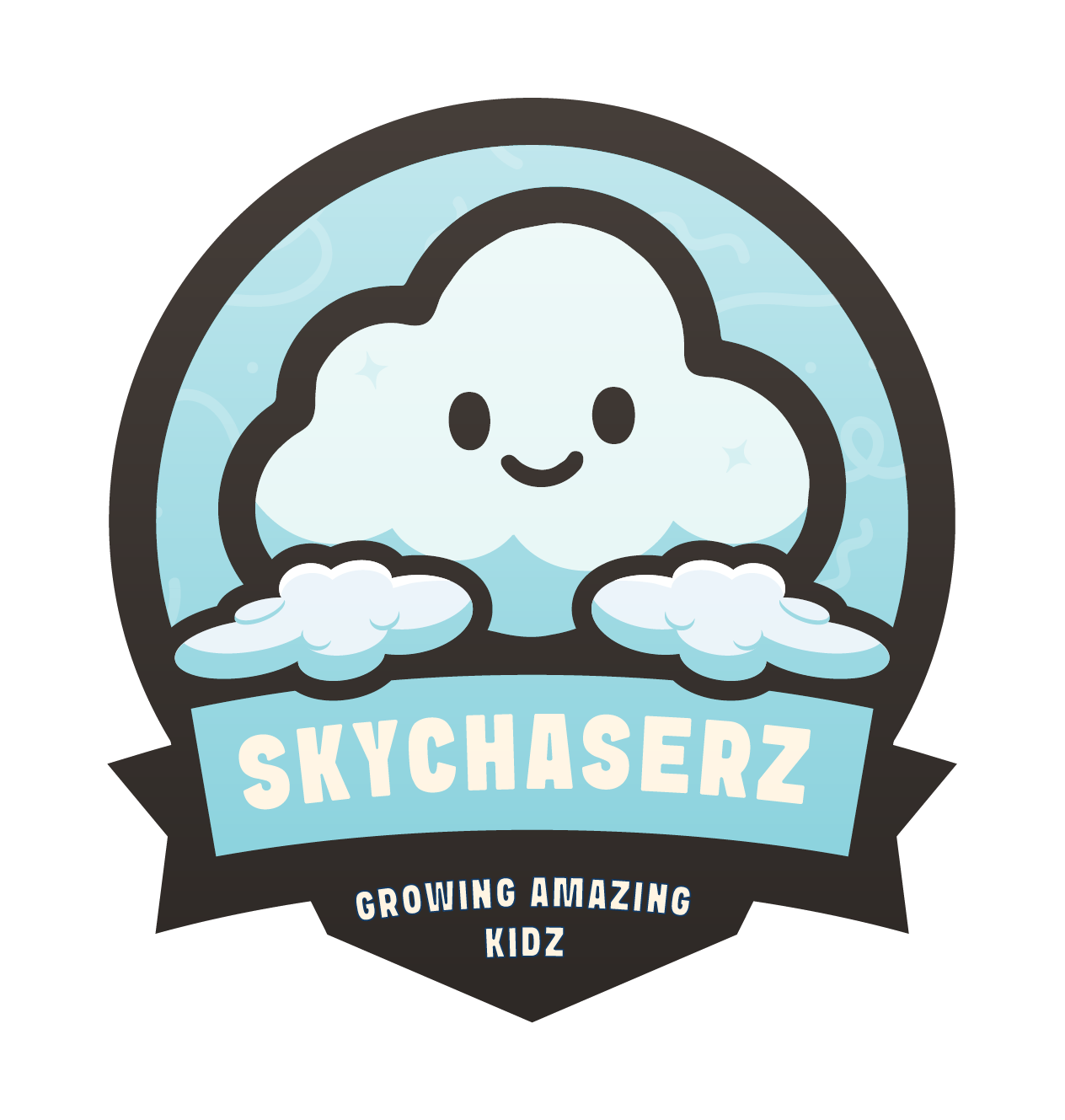 Logo: Cute smiling cloud in a circle with 