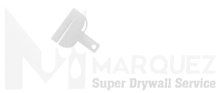 The logo for marquez super drywall service has a brush on it.