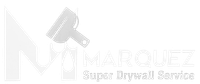 The logo for marquez super drywall service has a brush on it.