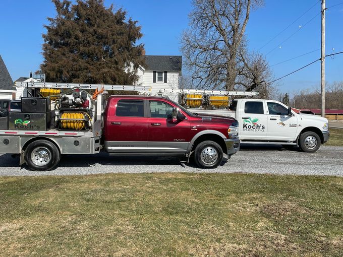Spraying Pesticide in Home Kitchen — Pavilion, NY — Koch Spraying Service, Inc.