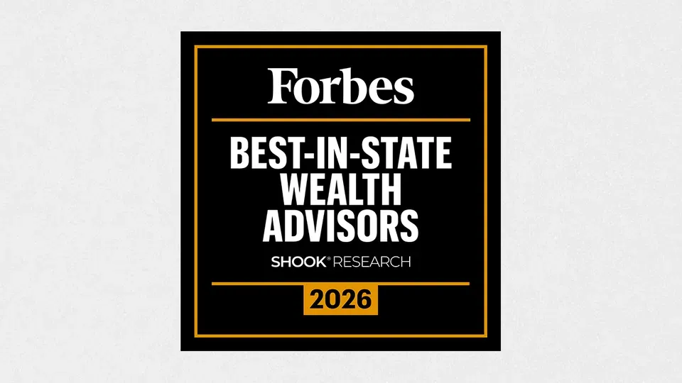 Forbes Best-in-State Wealth Advisors 2026 award badge, black and gold with white text