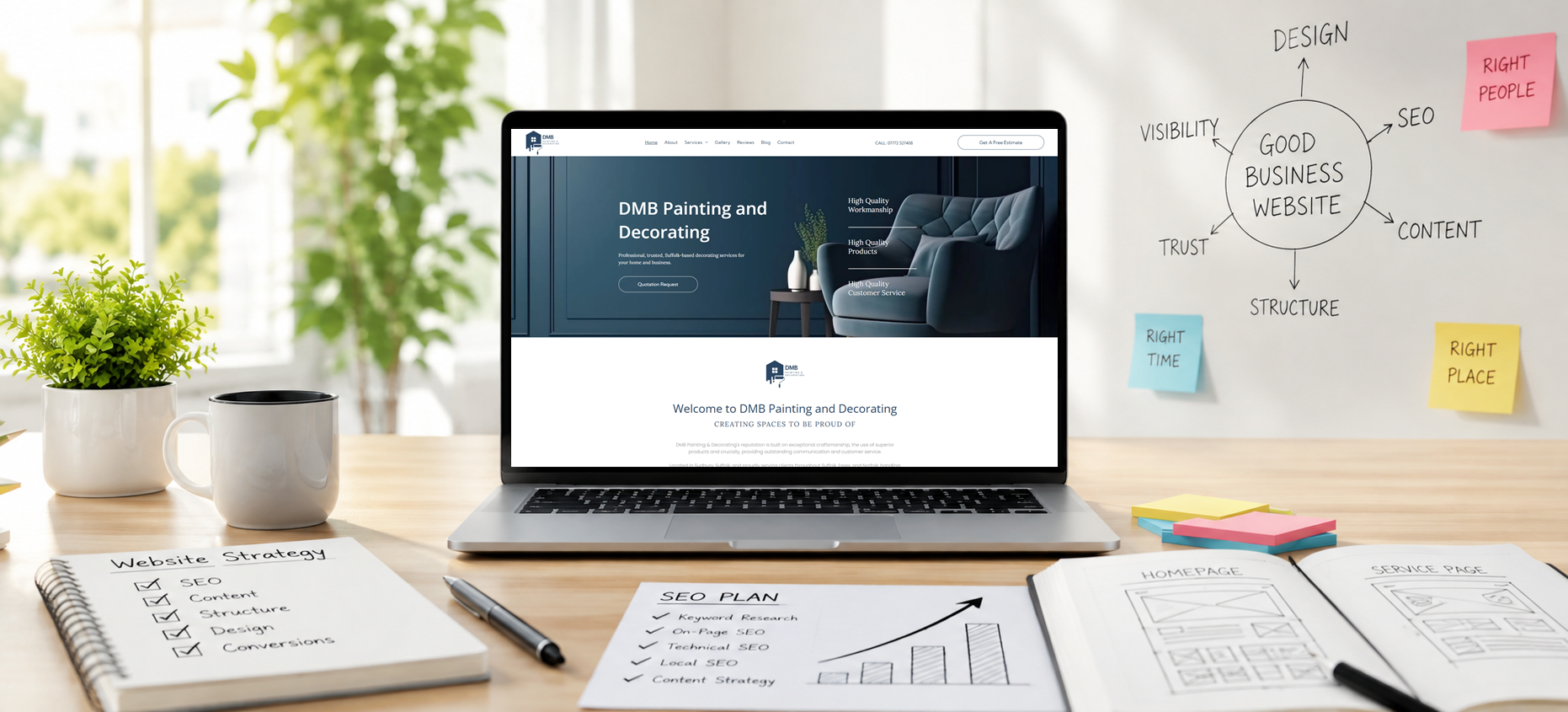 website-seo.co.uk best website designer implimenting high quality modern search engine optimisation in modern blue office.