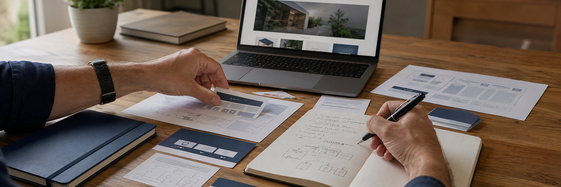 Planning the content and structure of a small business website before design begins