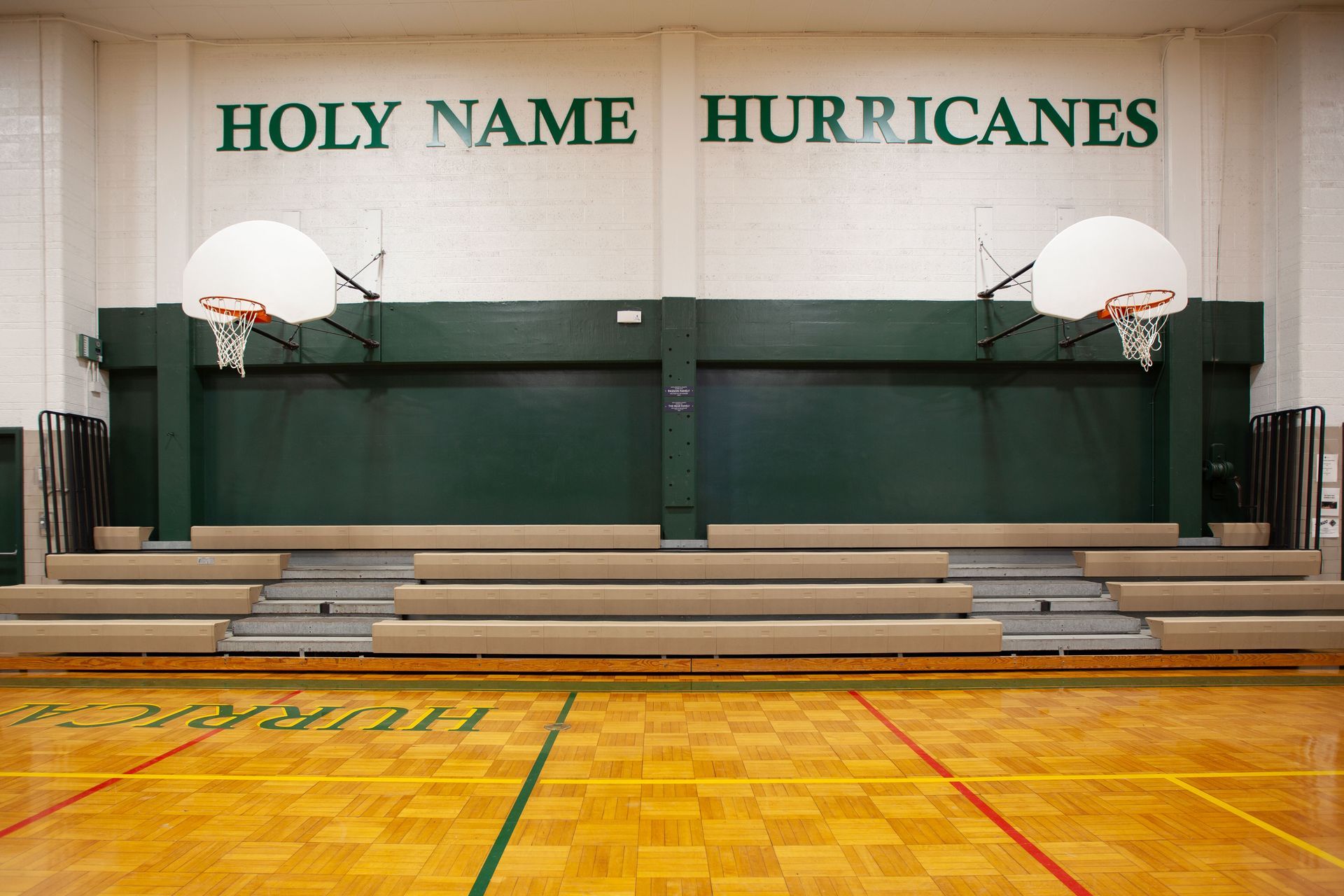 The before image of the gymnasium at Holy Name Catholic School in Detroit, MI.