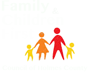 Logo featuring four figures in a line holding hands, colored yellow, orange, and red, against a white background.