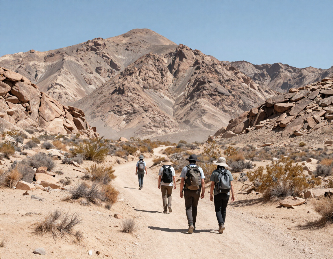 Hikers on a desert trail