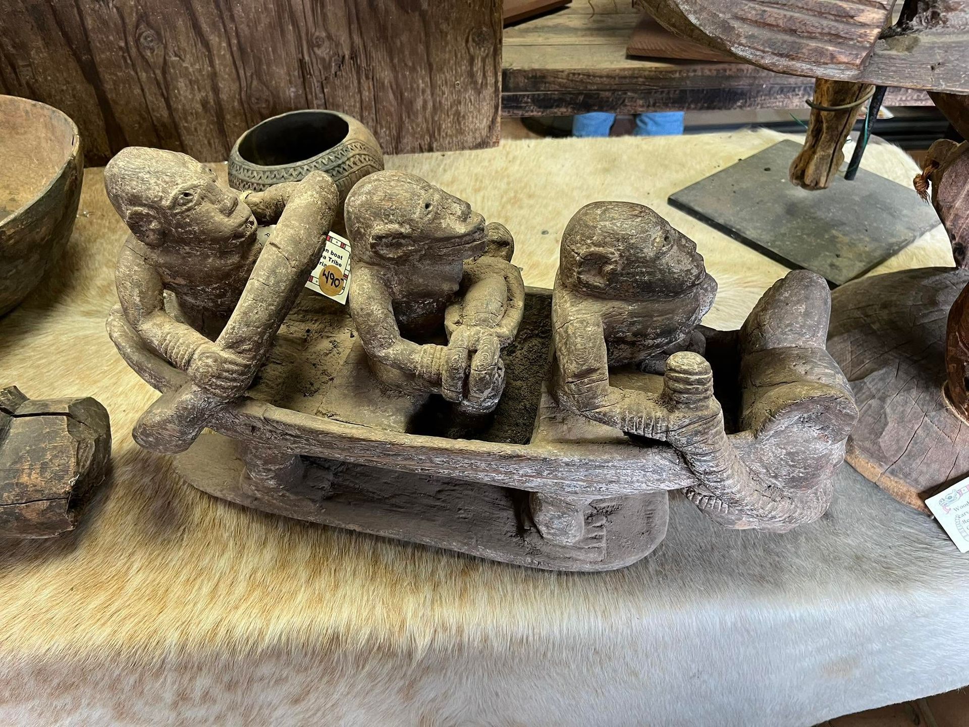 Ethnic art artifacts display