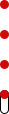 Three red dots stacked vertically beside a white outlined oval shape on a black background