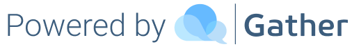 Powered by Gather logo with blue speech bubbles and the word “Gather”
