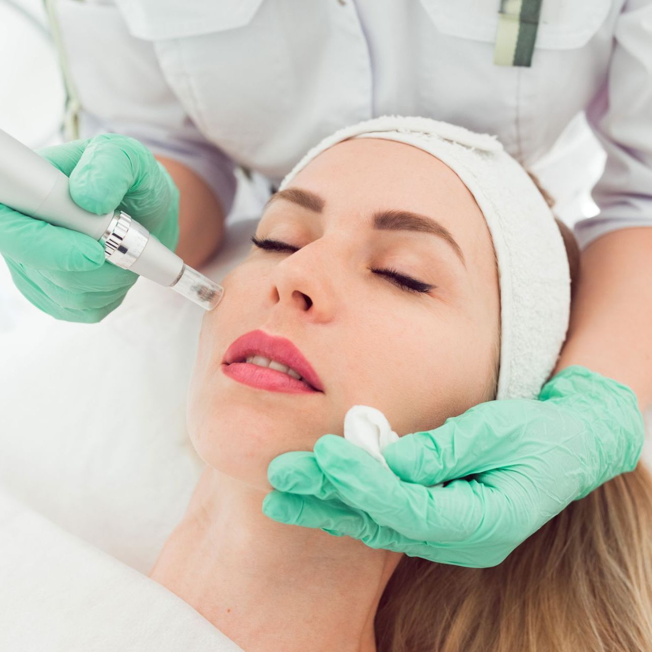 woman getting hydrafacial treatment