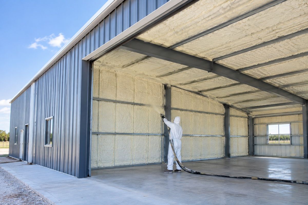 Completed metal building insulation project in Bryan TX