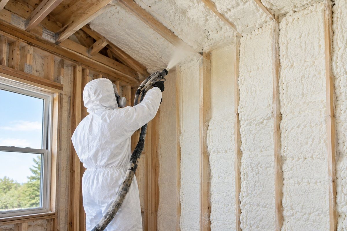 Open cell spray foam insulation installation in Bryan TX