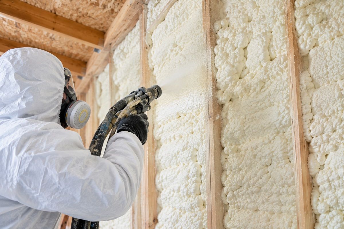 Open cell spray foam wall insulation in Bryan TX