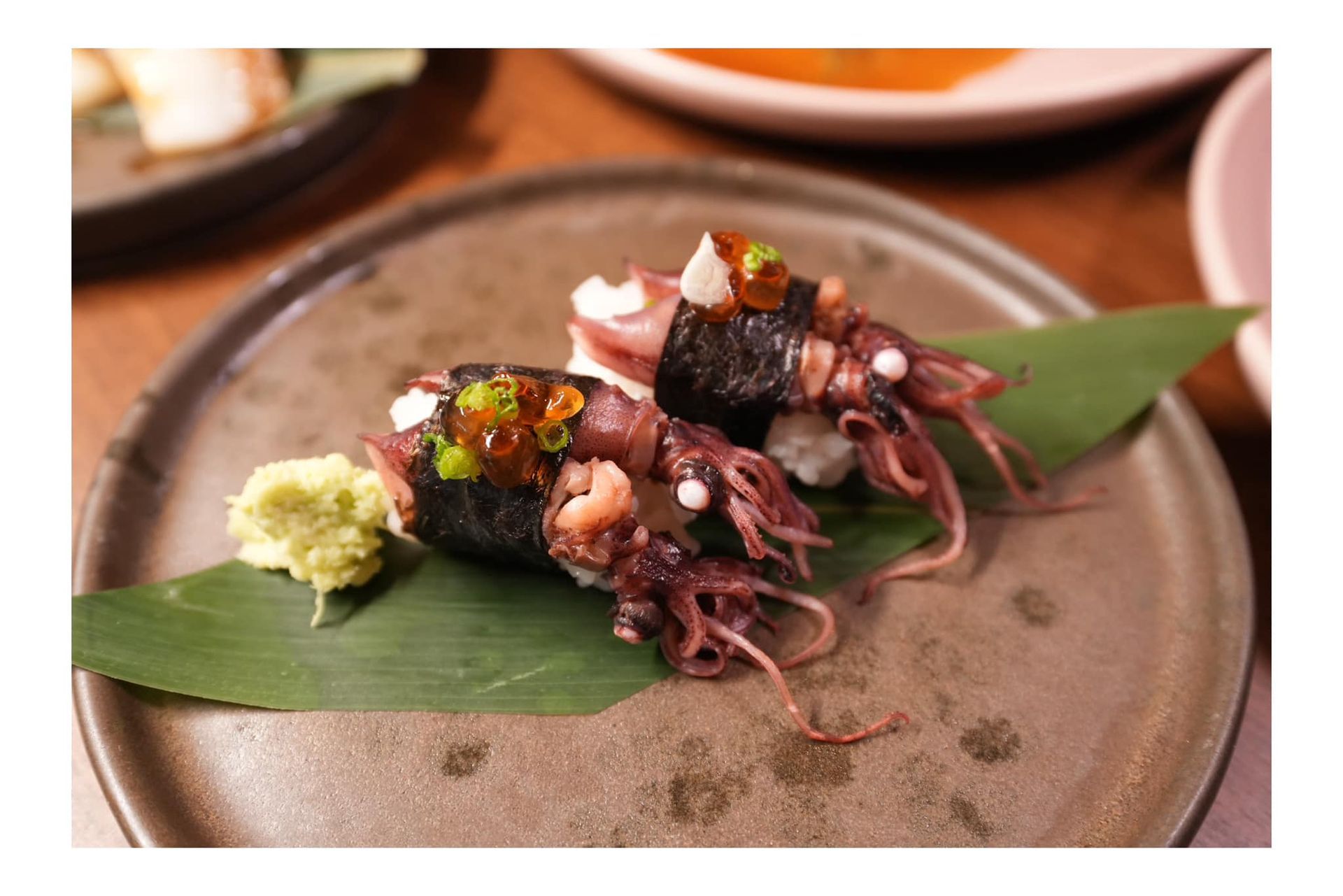 A close up of a plate of food on a table.