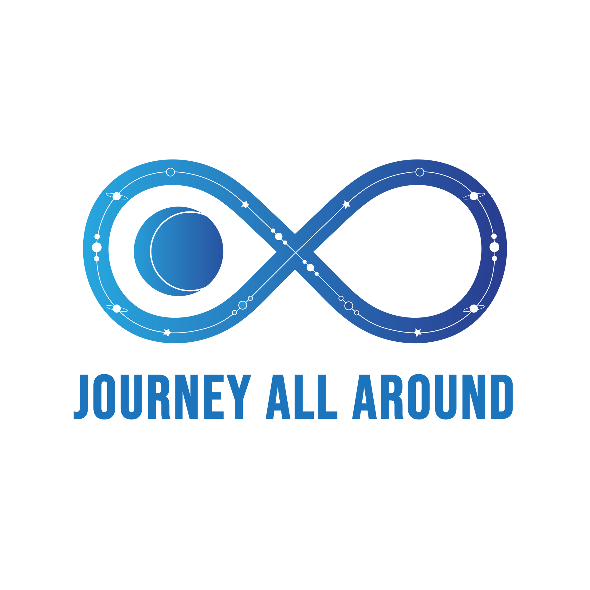 A logo for journey all around with an infinity symbol