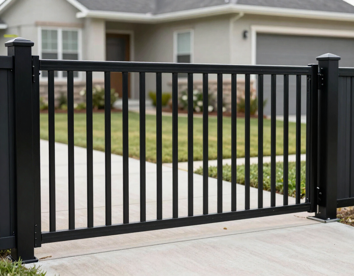 Black aluminum fence and gate