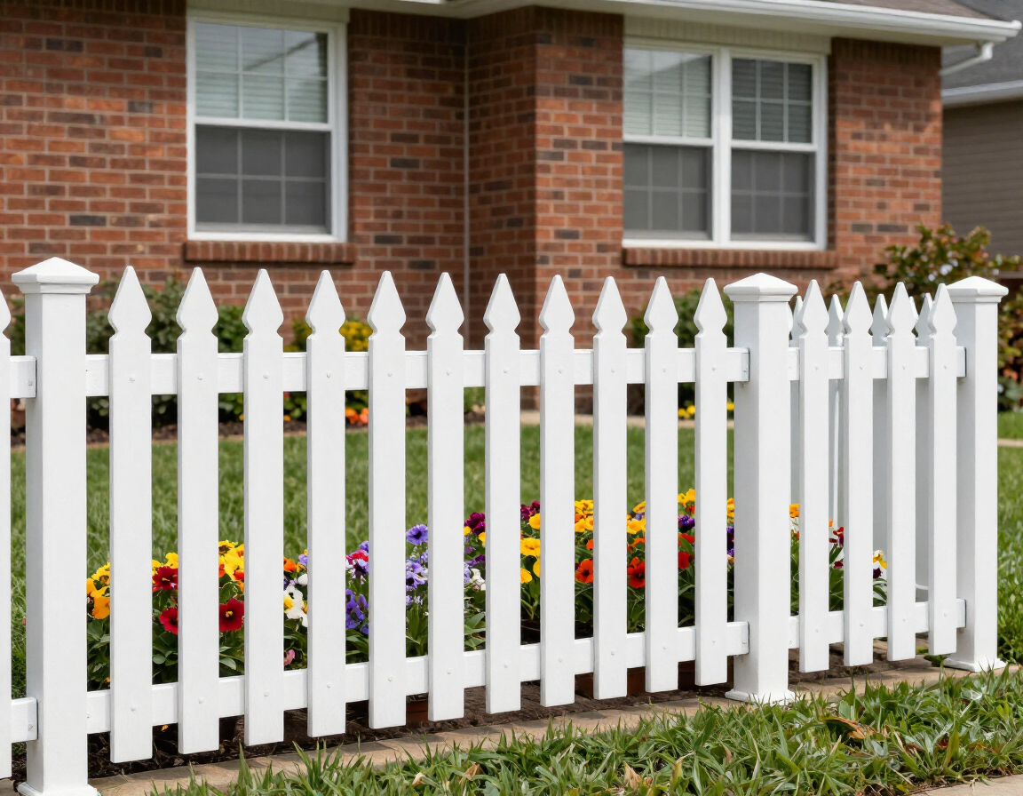White vinyl picket fence