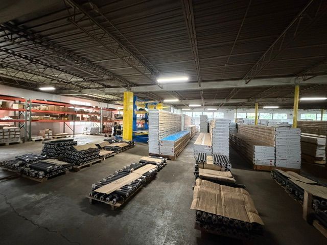 Warehouse stocked with residential garage doors